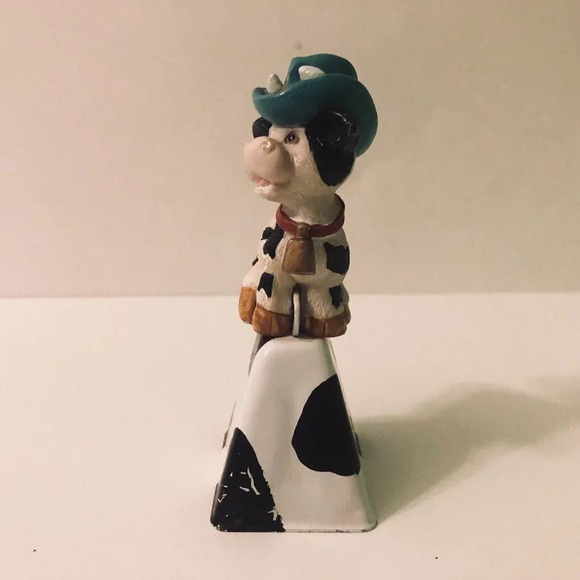 Vintage Russ Cow Figurine On A Bell 4 Inch Tall Figure Flaw - Picture 3 of 15